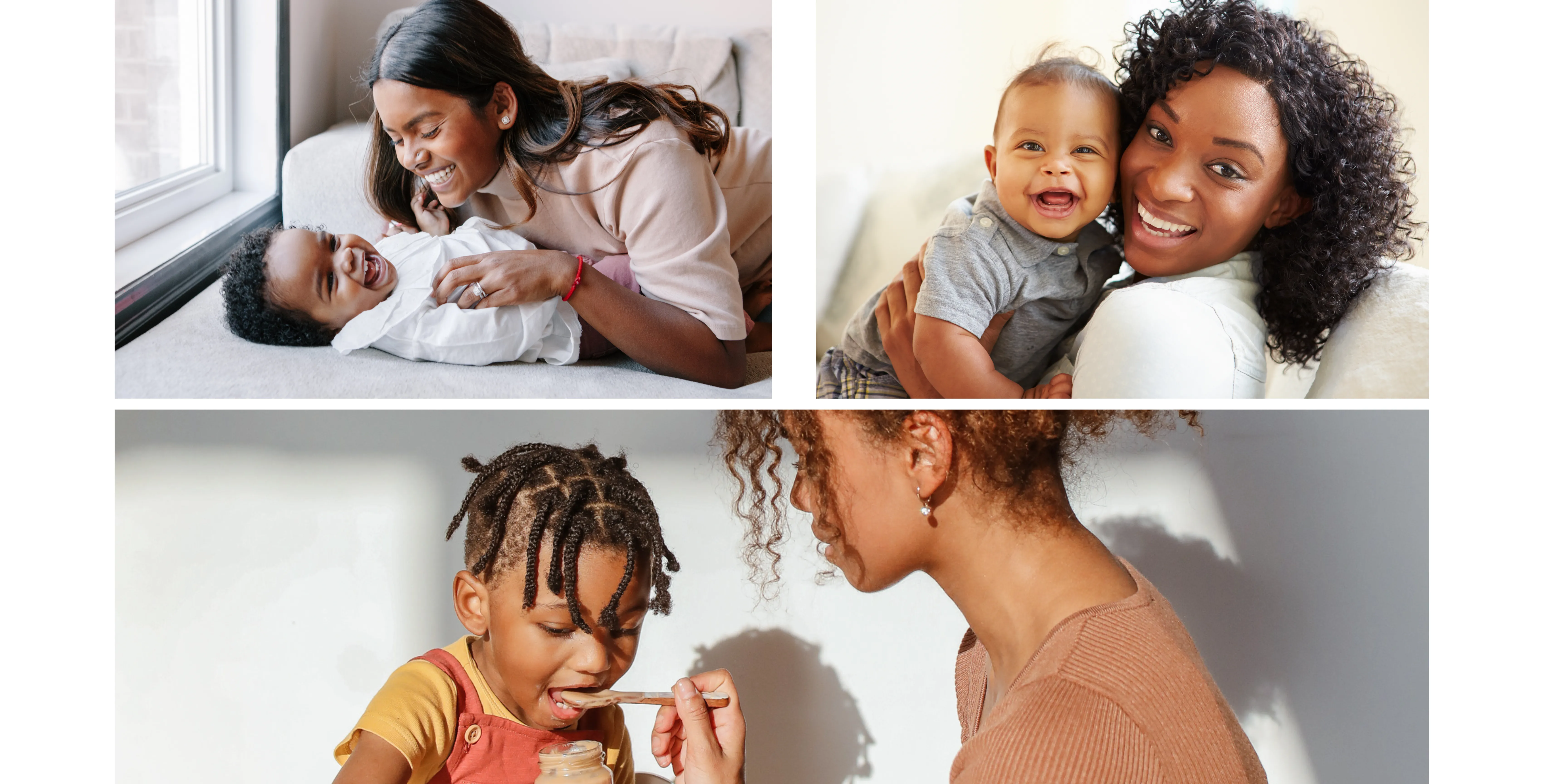three different women of color mom's with their baby