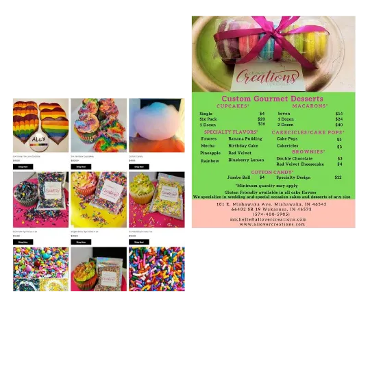 Michelle's menu pictured with a clip from her online store.