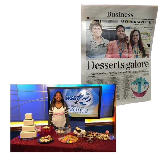Michelle pictured on WSBT 22 and a full-page feature in the Business section of the newspaper