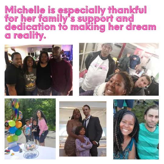 Michelle pictured with her family members