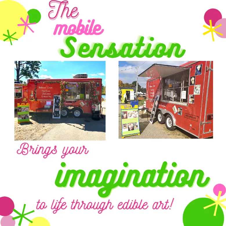 All Over Creations food-trailer pictured. Tag - The mobile sensation brings your imagination to life through edible art!