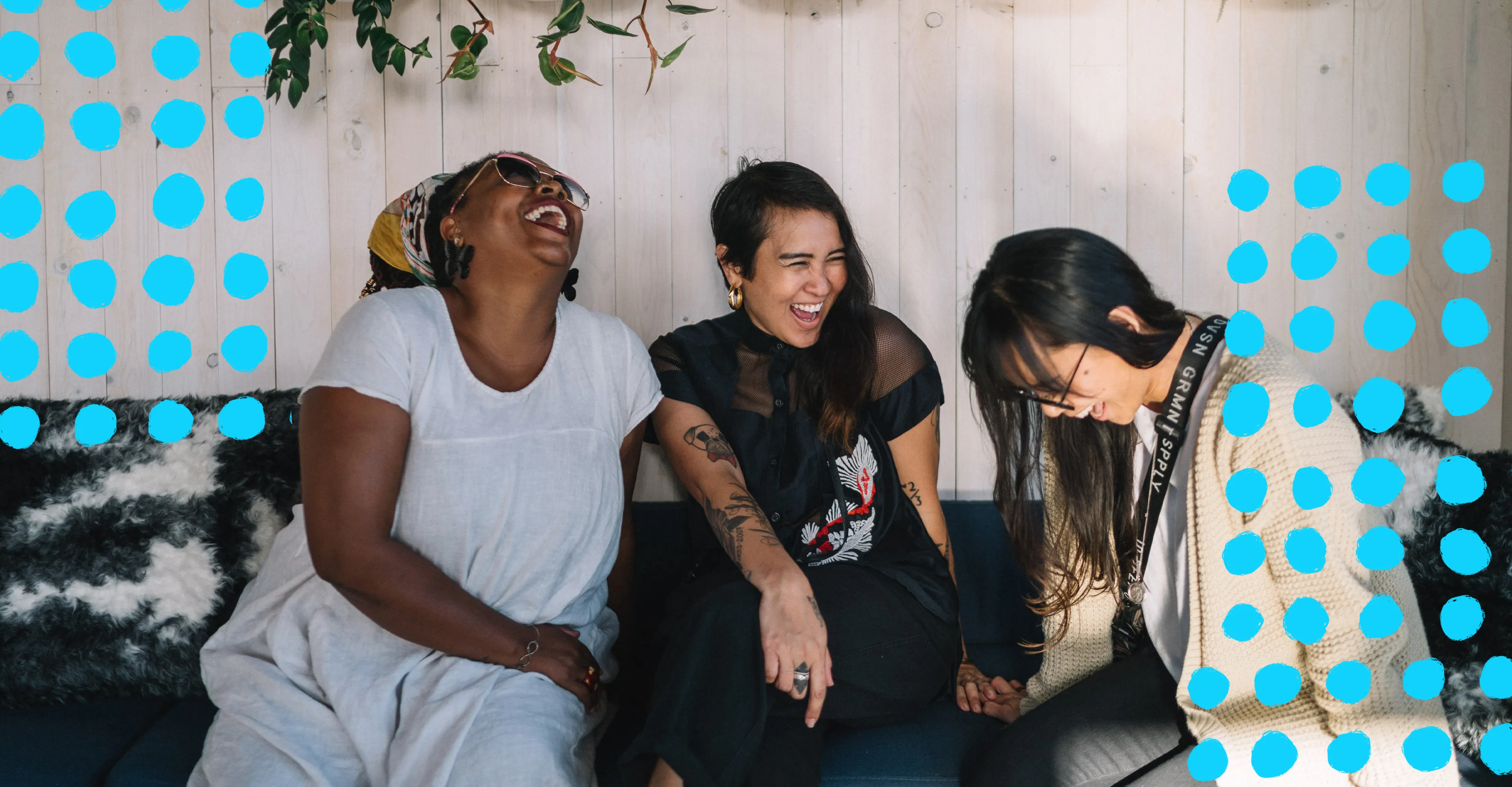 women laughing and talking