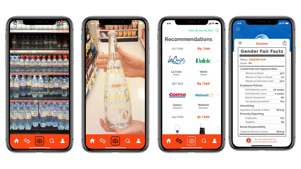 screenshots of new Gender Fair app