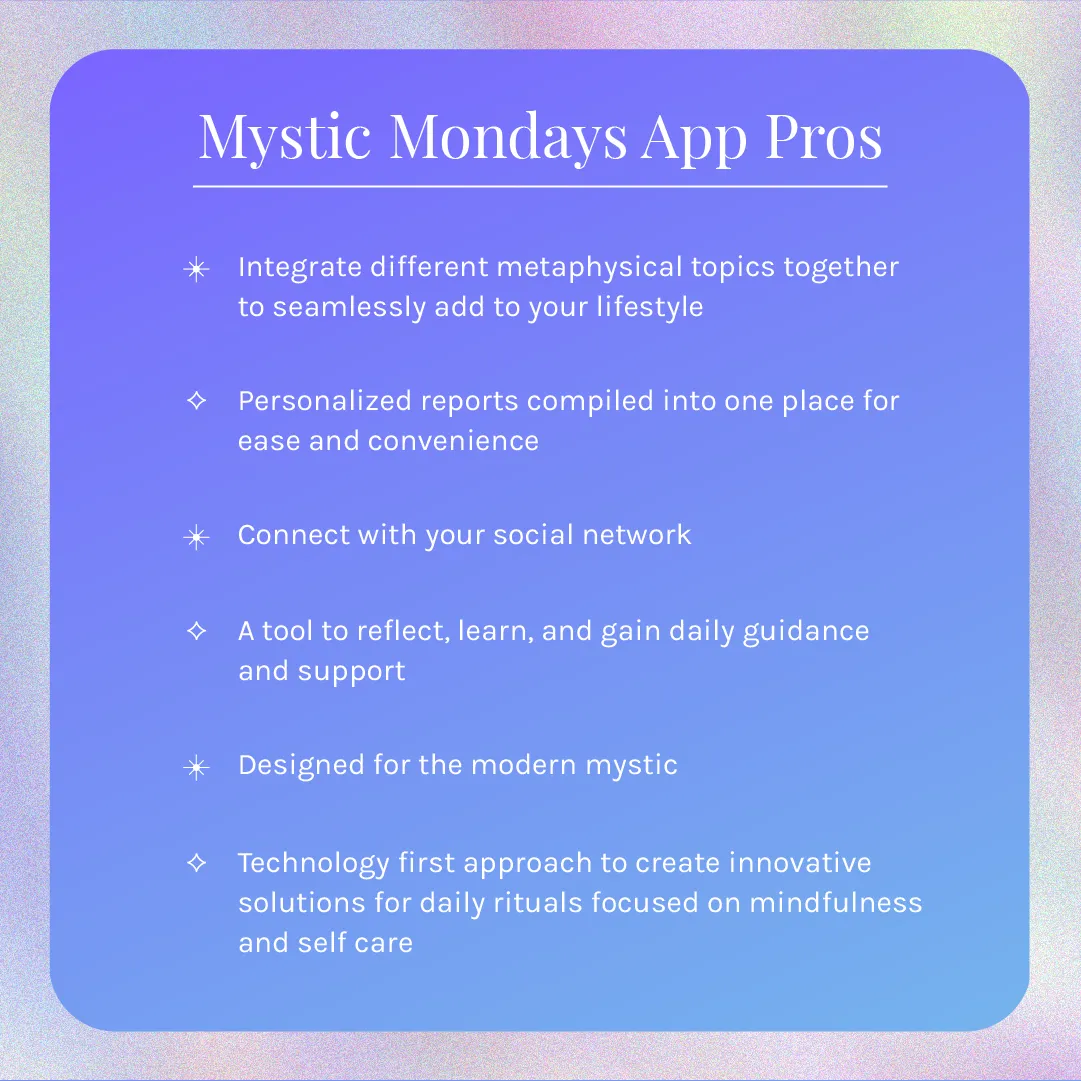 Mystic Mondays App Pros