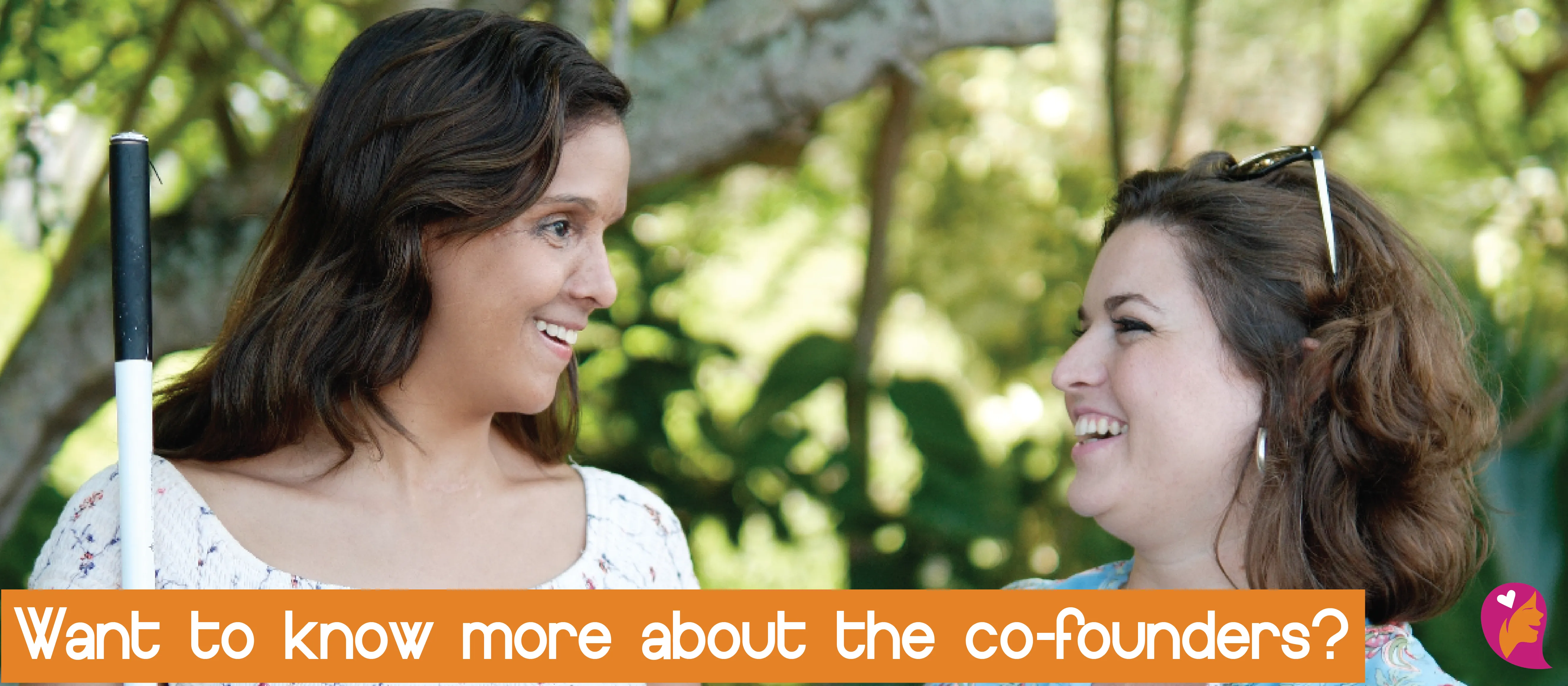 Shalmarie and Camila (co-founders of GirlGround) are staring at each other and smiling. Image reads: want to know more about the co-founders?