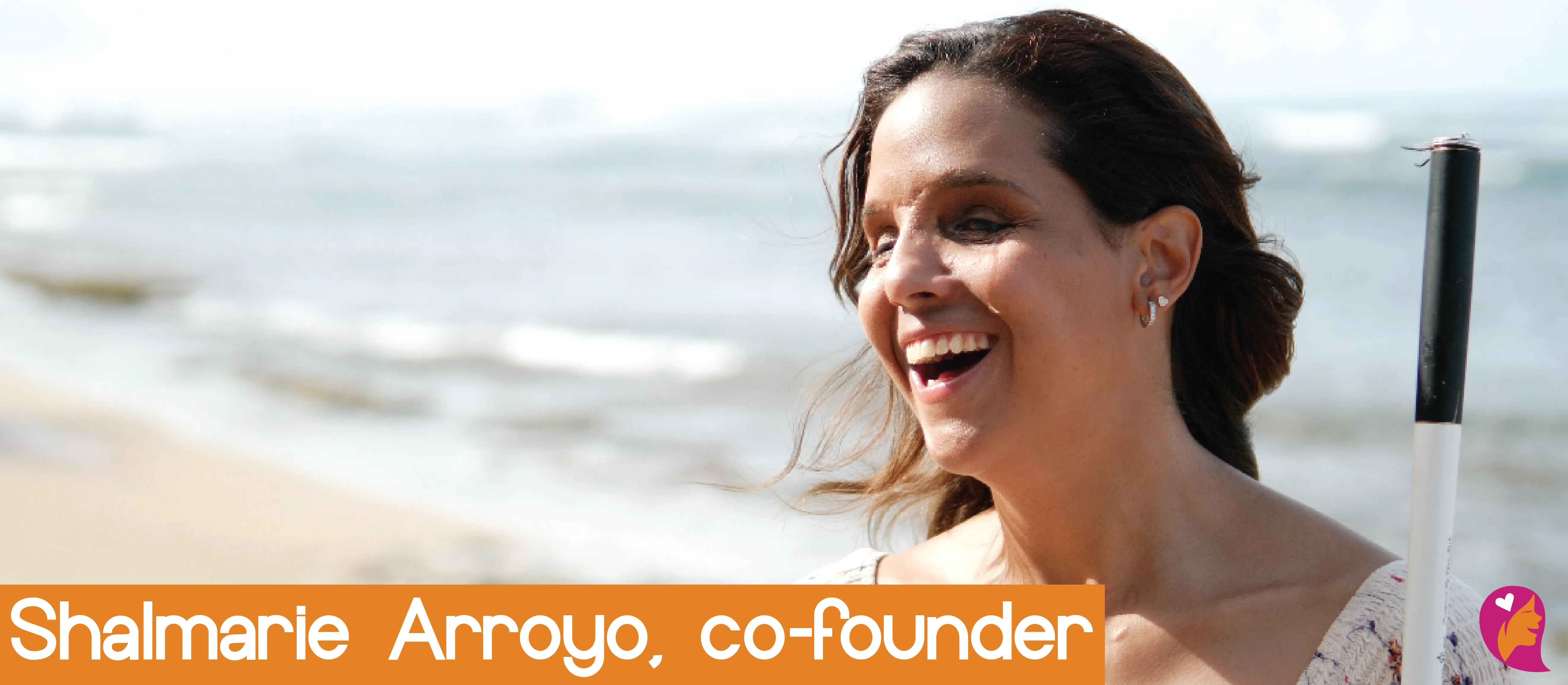 Shalmarie is laughing. Image reads: Shalmarie Arroyo, co-founder