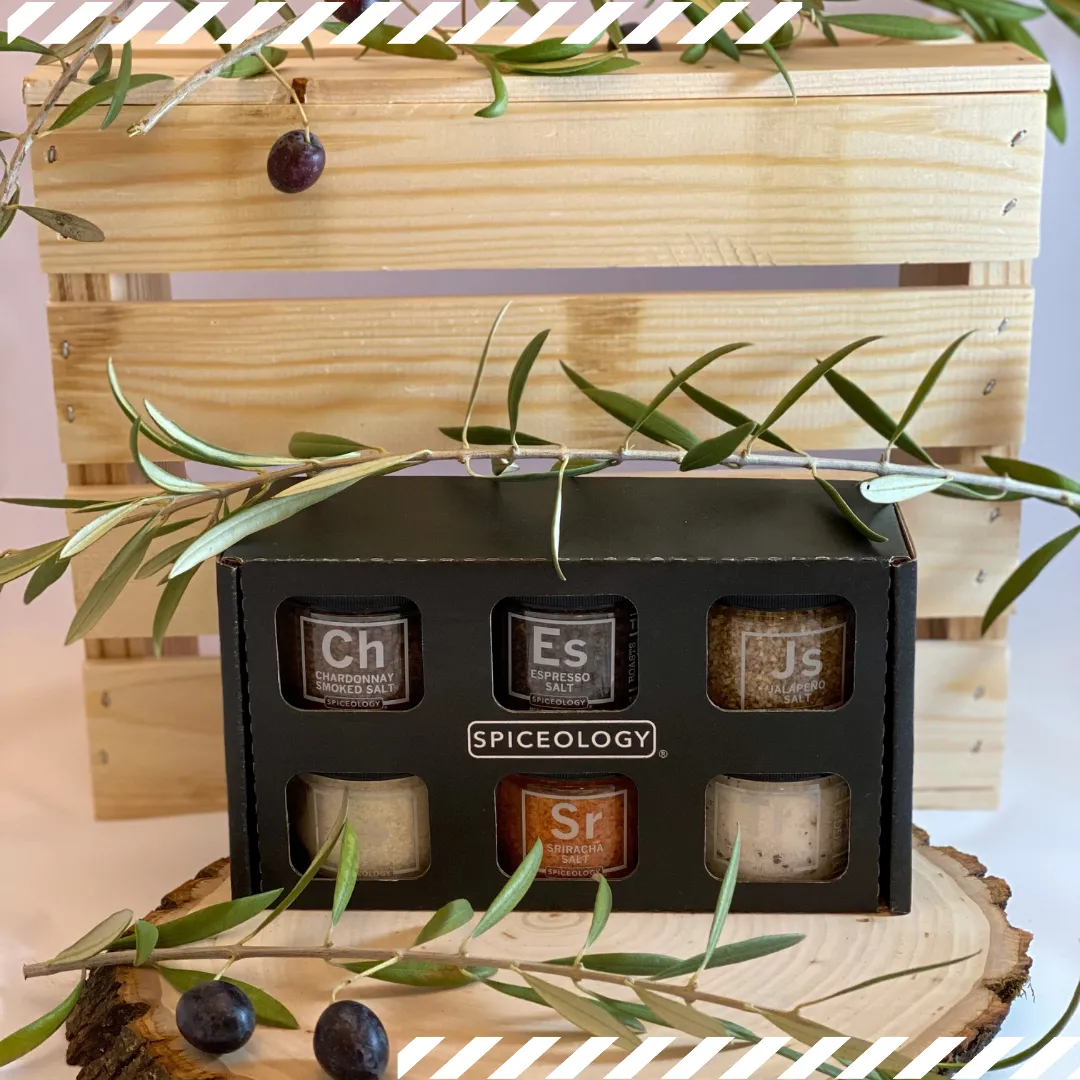 Feeling salty care package with assortment of gourmet cooking salts.