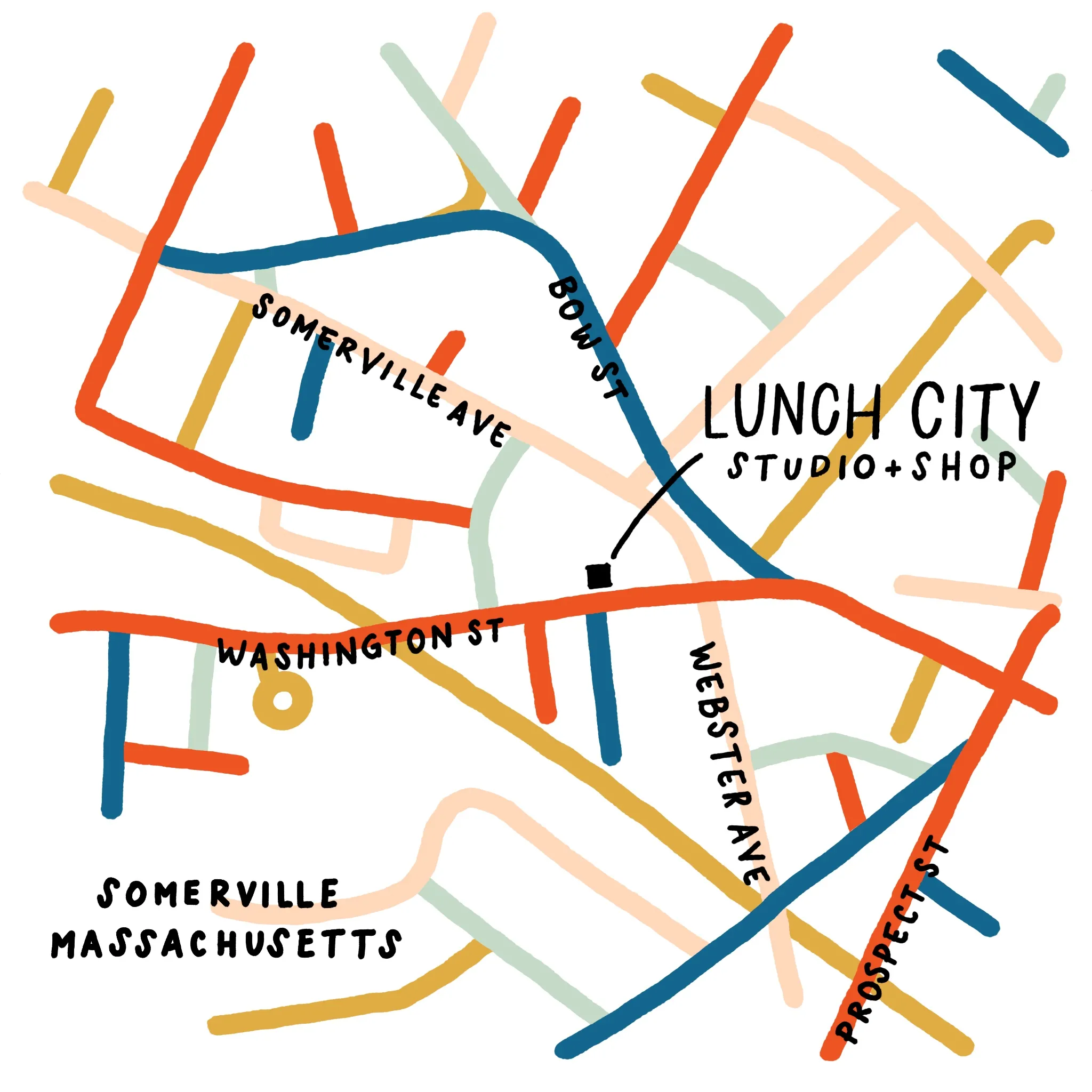Map of Union Square in Somerville, Massachusetts