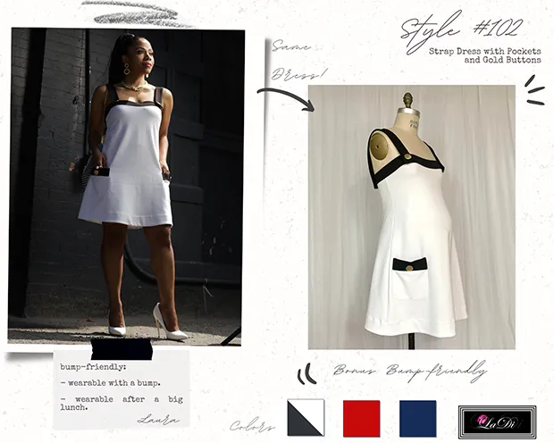 LaDi Strap Dress with Gold Buttons