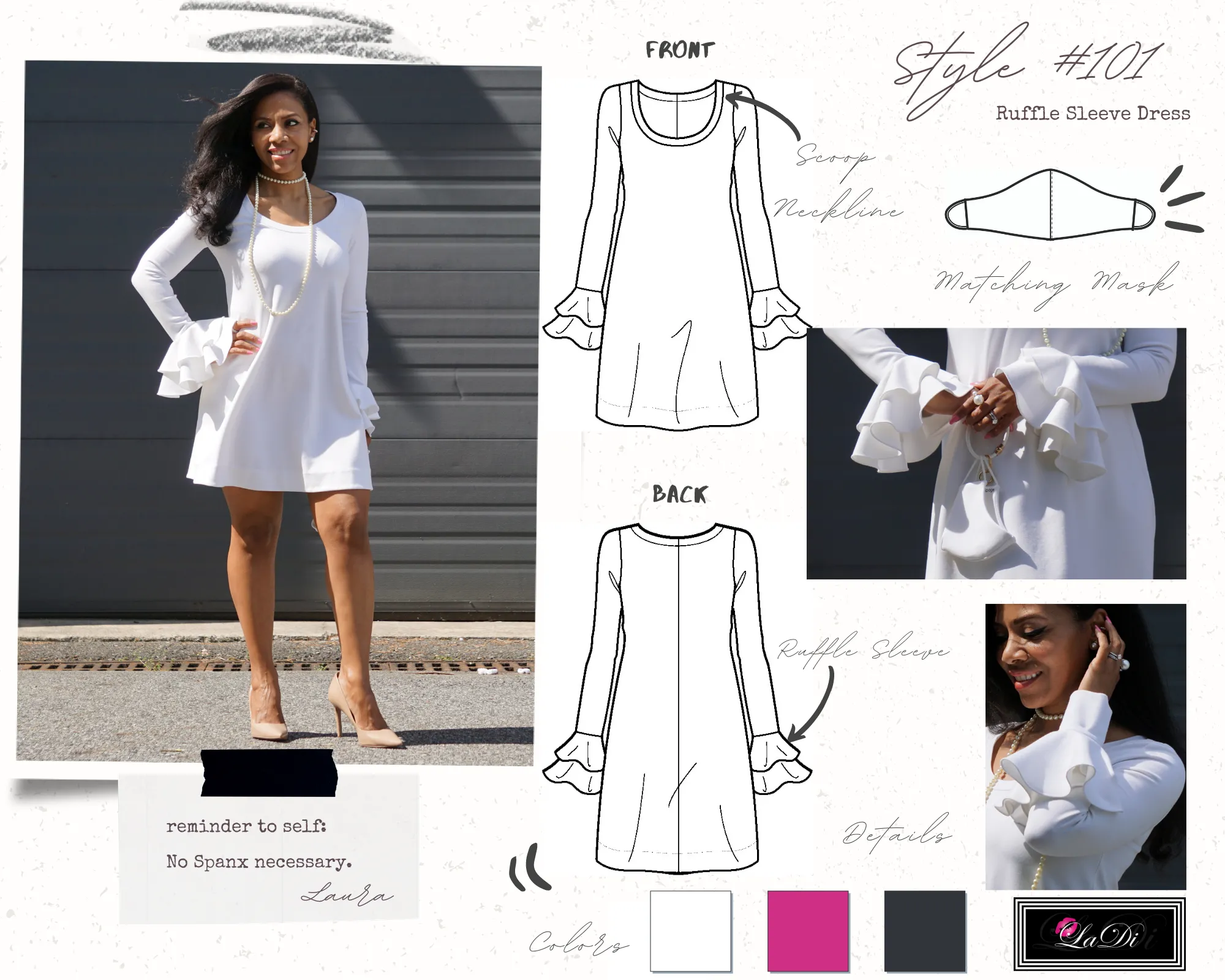 LaDi Ruffle Sleeve Dress in White