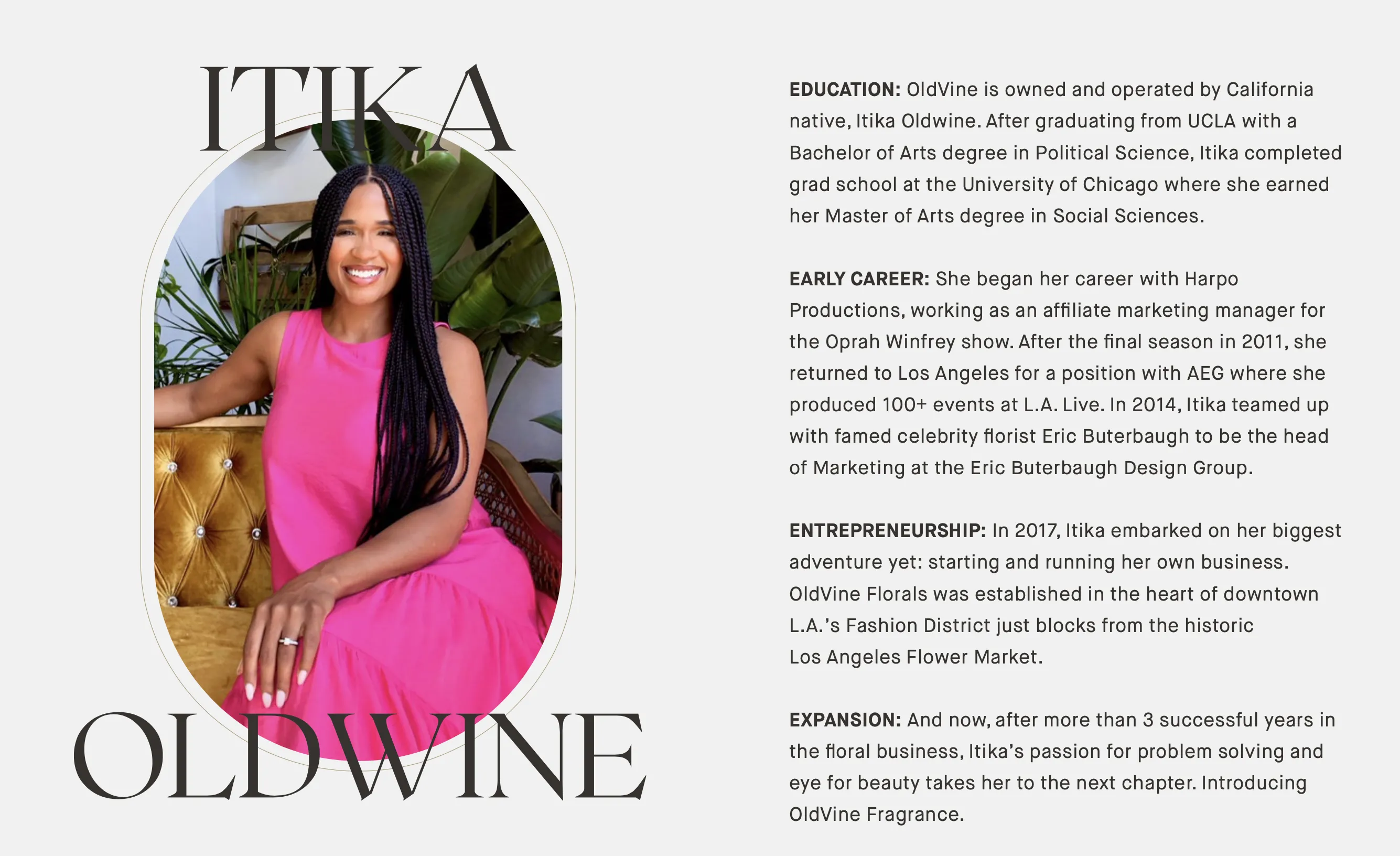 Oldvine Fragrance Founder Itika Oldwine Grimble