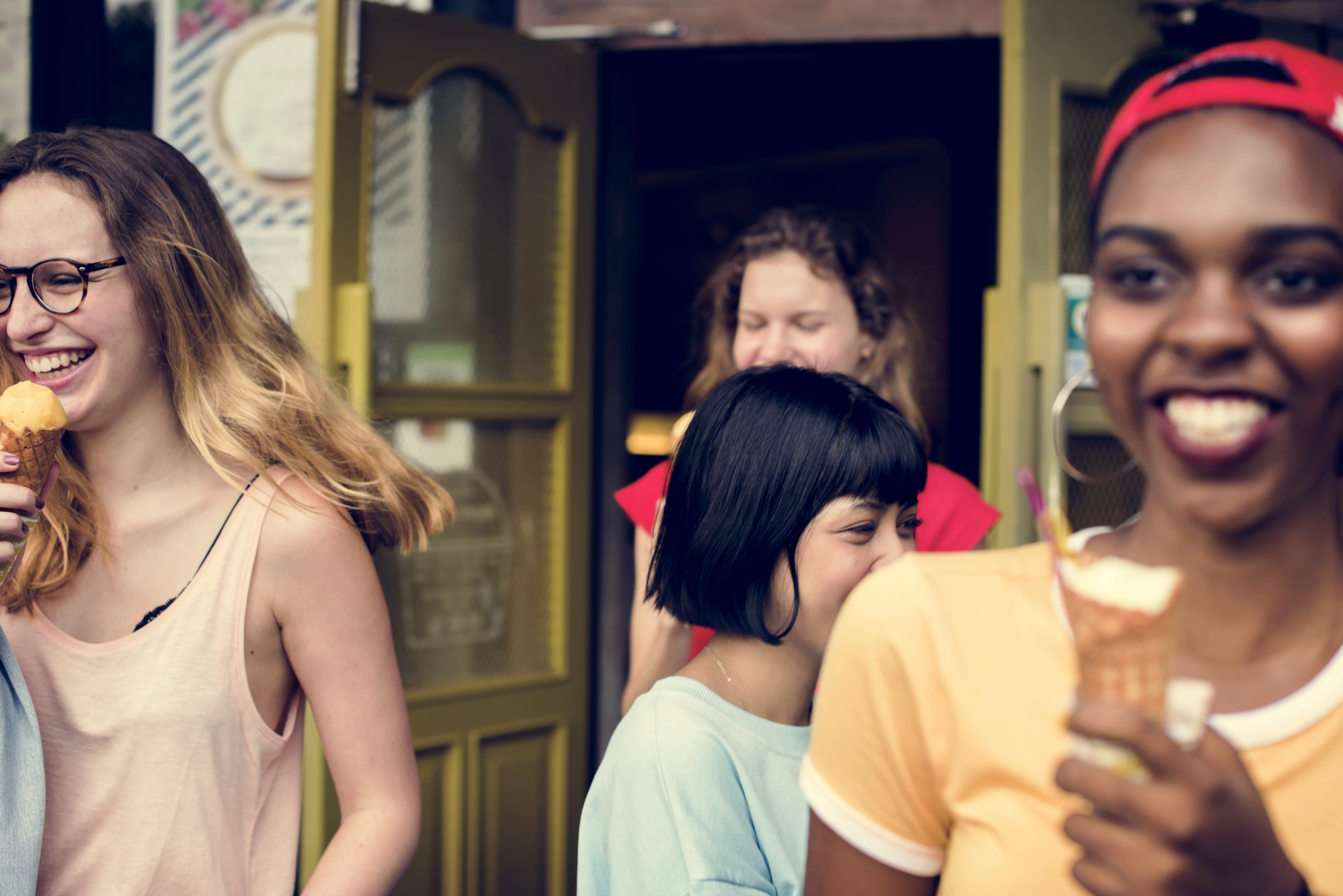 Ladies eating ice cream