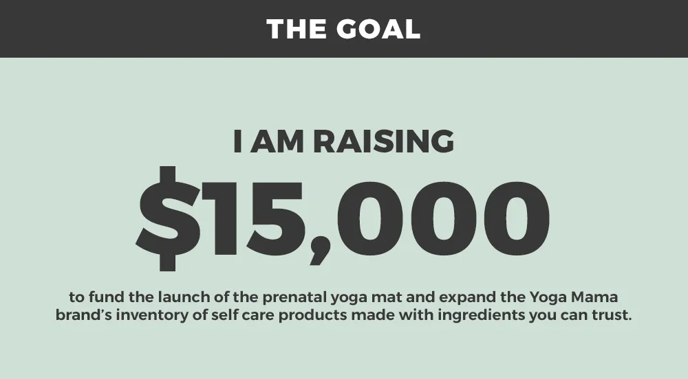 THE GOAL: I AM RAISING $15,000 to fund the launch of the prenatal yoga mat and expand the Yoga Mama brand’s inventory of self care products made with ingredients you can trust.