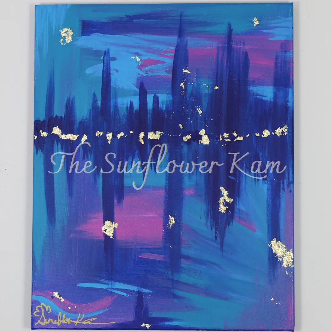 The Sunflower Kam Painting -- Gold within a Blue Heart