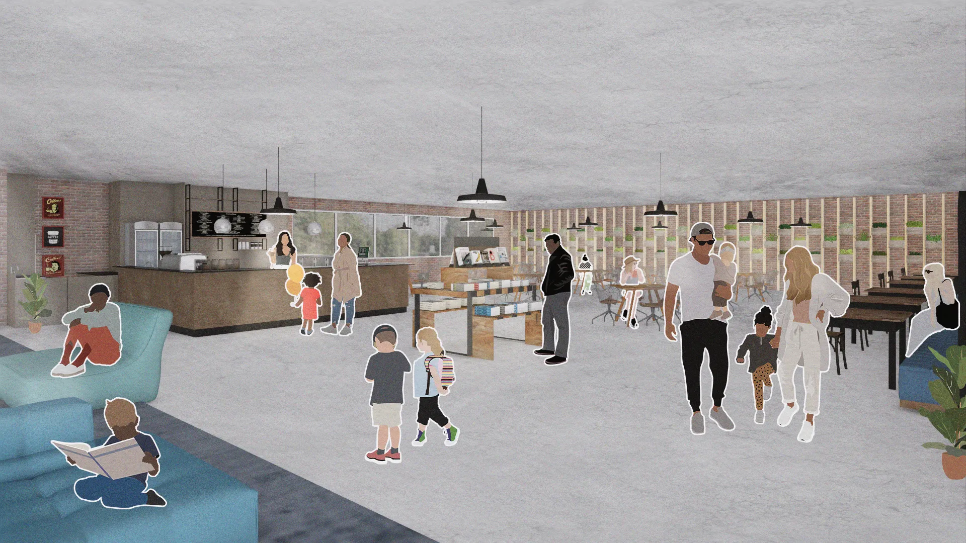 cafe coffee shop open concept modern aesthetic 