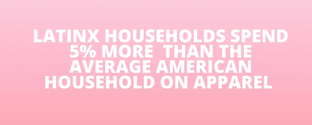 LATINX HOUSEHOLDS SPEND 5% MORE THAN THE AVERAGE AMERICAN HOUSEHOLD ON APPAREL