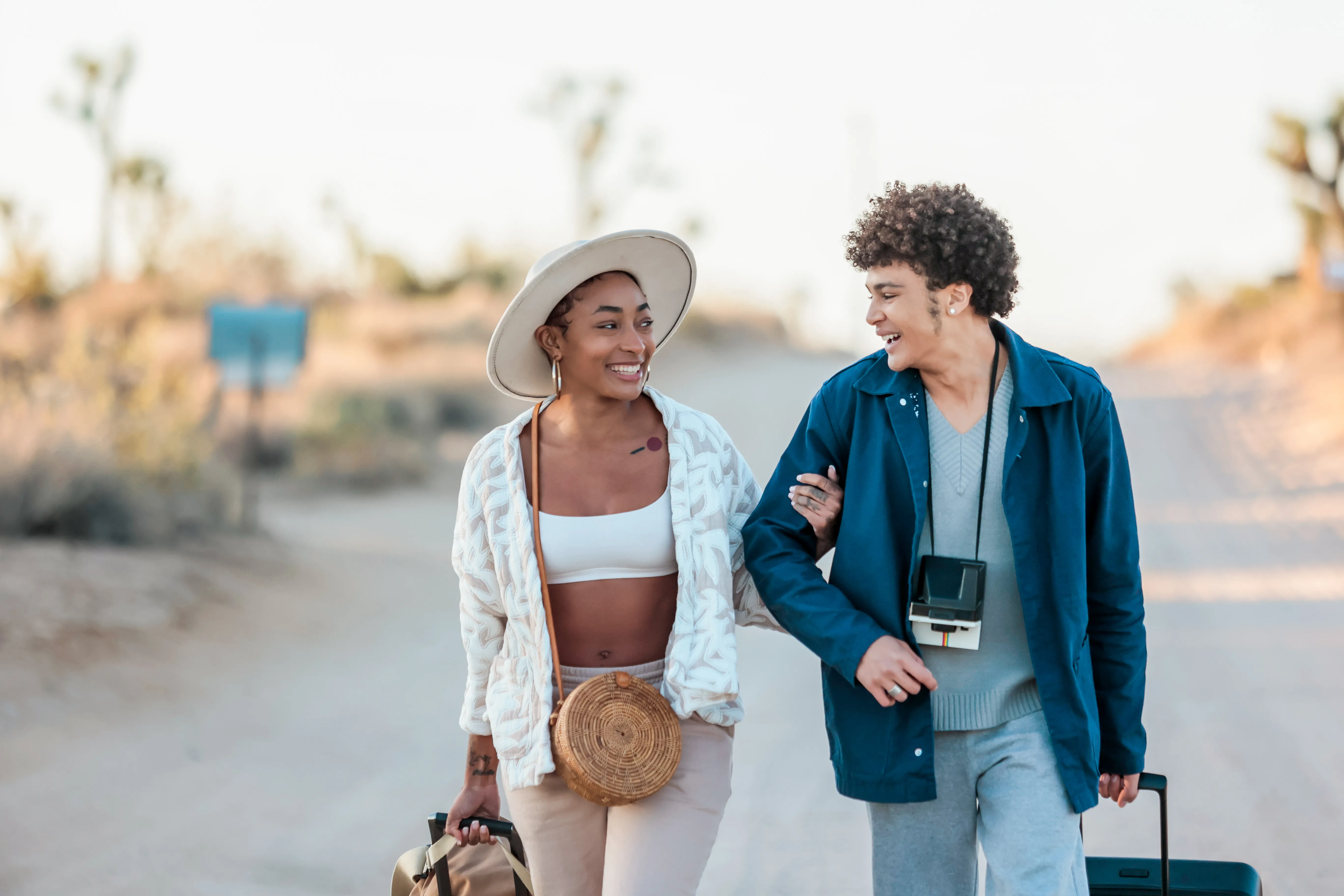 Black traveling couple