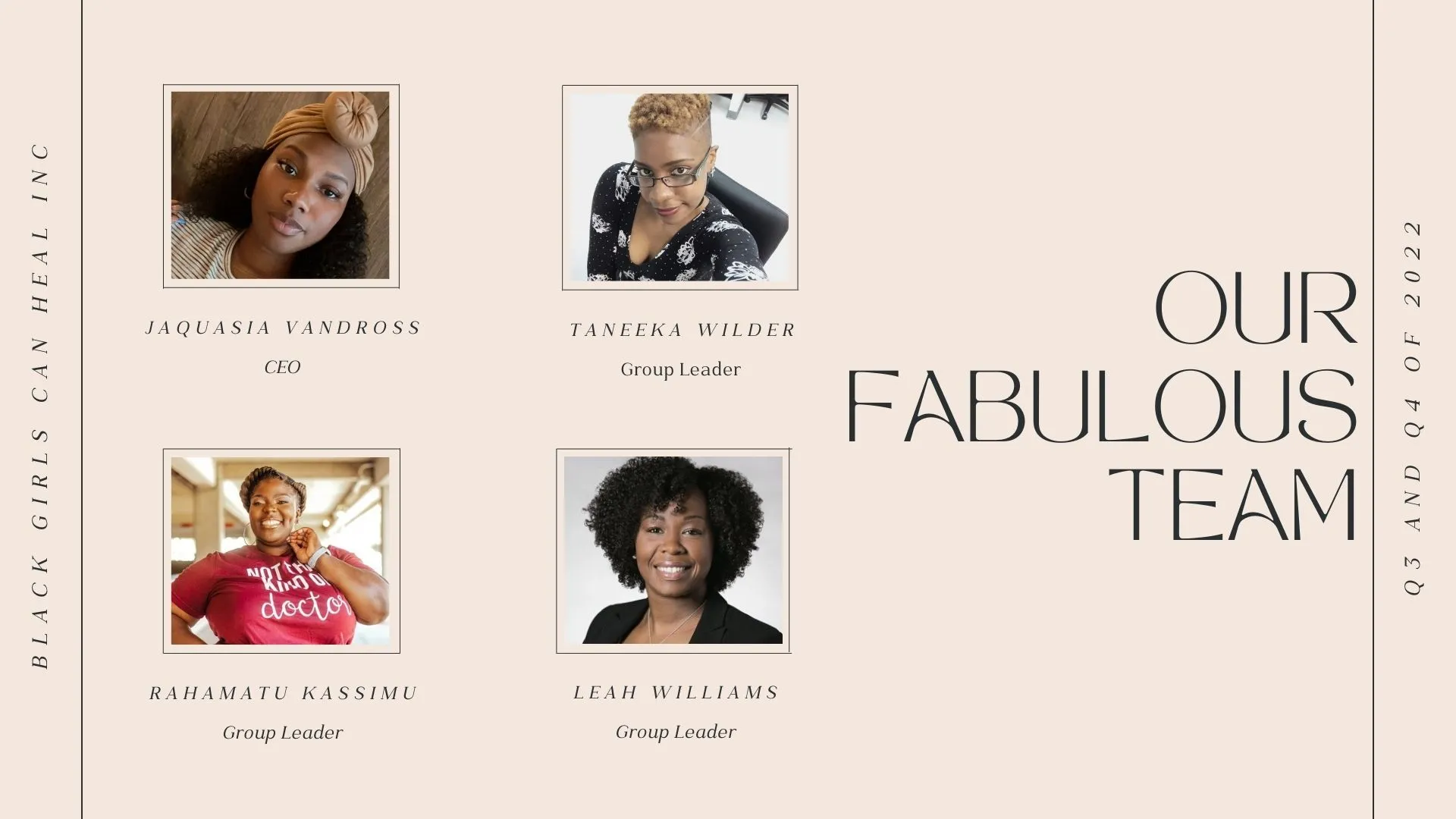 We are a diverse team of change makers we are passionate about deconstructing trauma, healing, and community building.