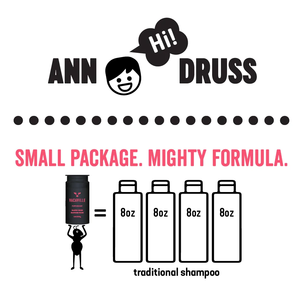 Vacaville Shampoo anhydrous small package mighty formula