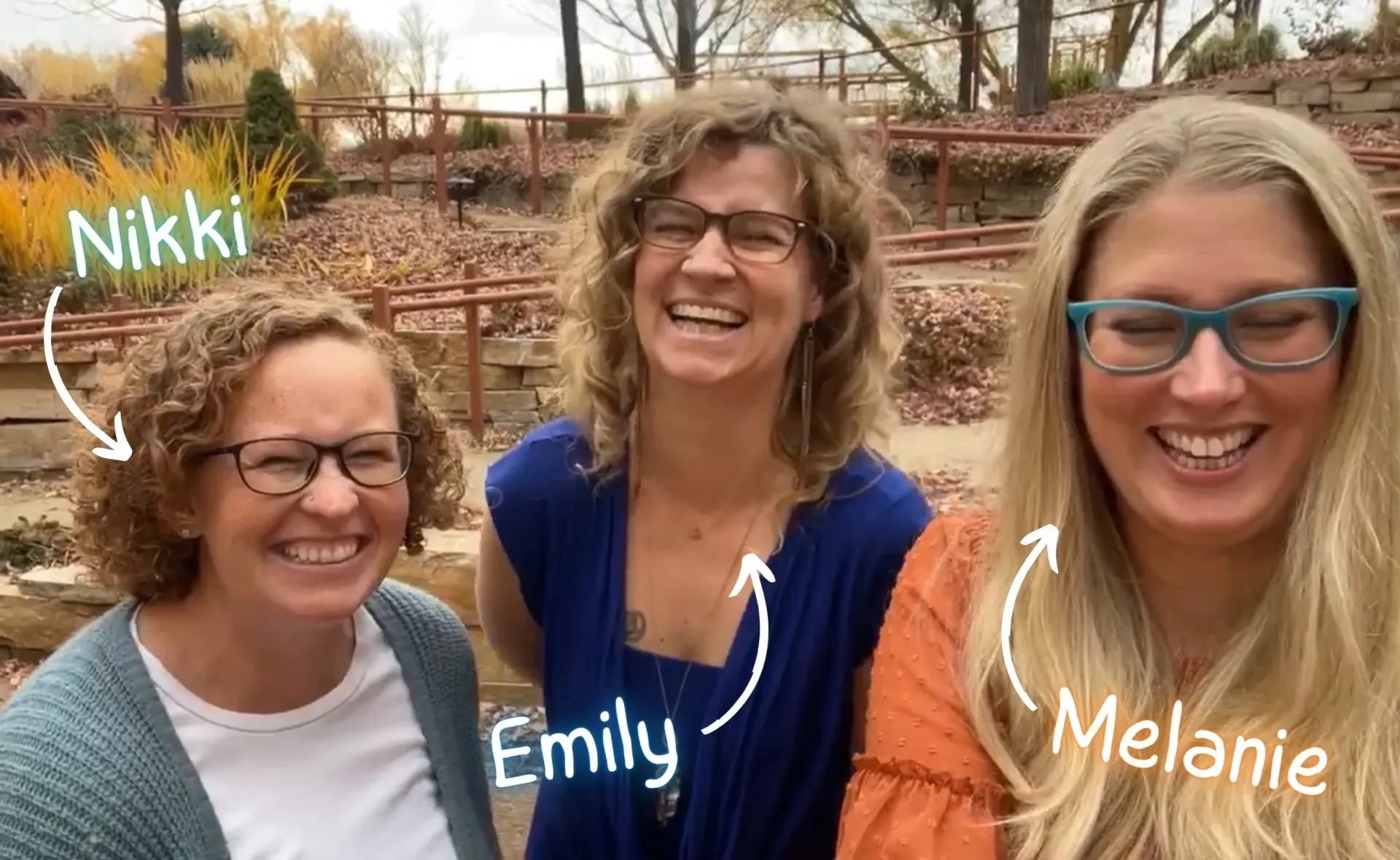 Group shot of Nikki, Emily and Melanie laughing