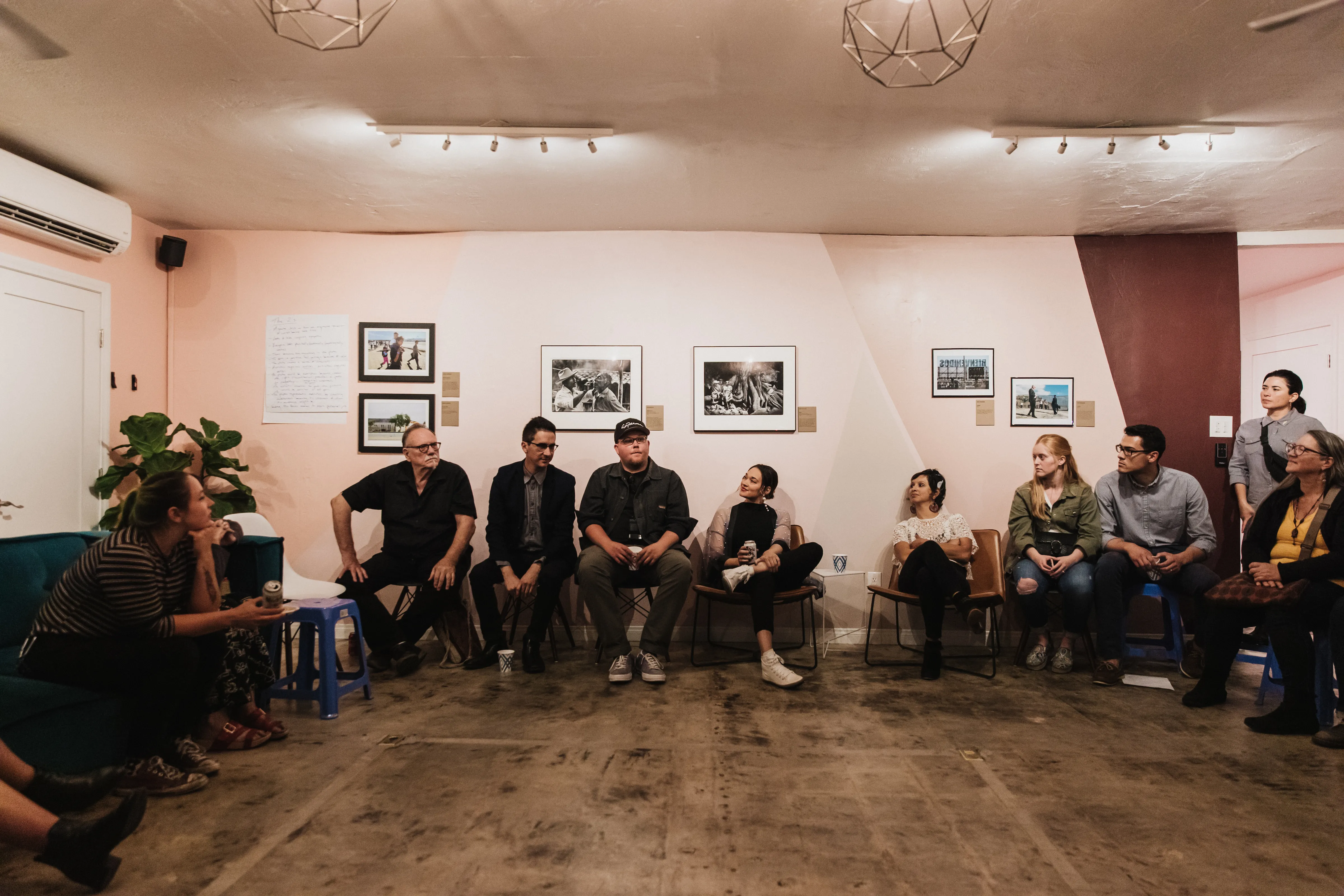 artists gathering to discuss artwork regarding the Tijuana and San Diego border