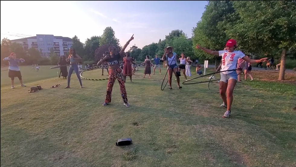 Happy people Hulahooping